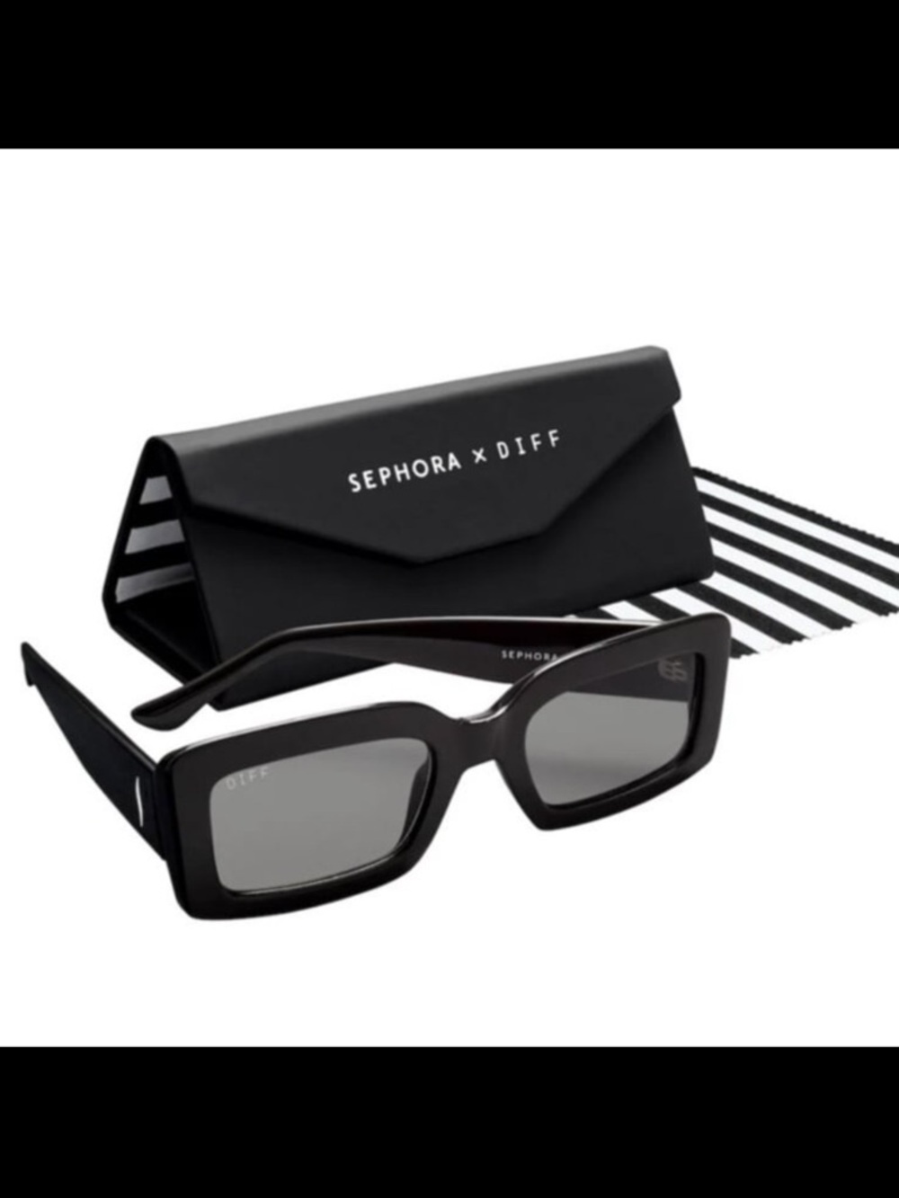NEW Sephora x DIFF Indy Rectangular Sunglasses Includes travel case and cleaning